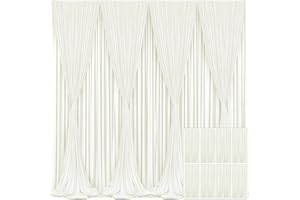 TAO-GE 8 Panels Ivory Backdrop Curtain for Wedding Parties Wrinkle Free Ivory Photo Curtains Backdrop Drapes Fabric Decoration for Baby Shower Photography 40ft(W) x 10ft(H)