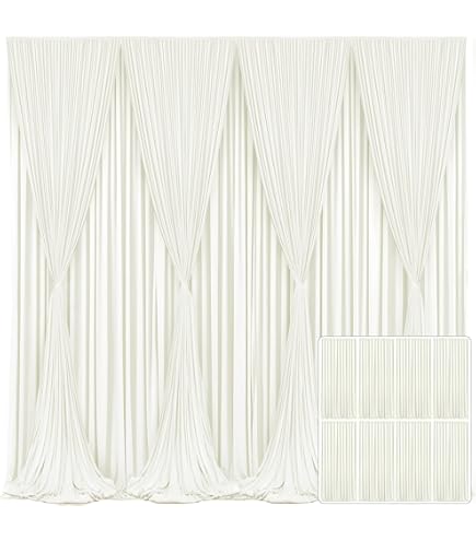 thumbnail image 2 of Ivory Backdrop Curtains 2 Panel 5ft X 10ft Polyester Fabric Wedding Backdrops For Arch Party Stage Ceremony Photography Background Decoration 2 of 11