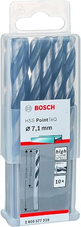 Bosch PointTeQ 10pc HSS Twist Drill Bits for Metal 7.1x69x109 mm