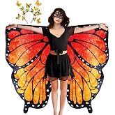 D.Q.Z Double Sided Women Butterfly Wings Costumes for Adults Halloween Cosplay Fairy Music-Festivals with Headband