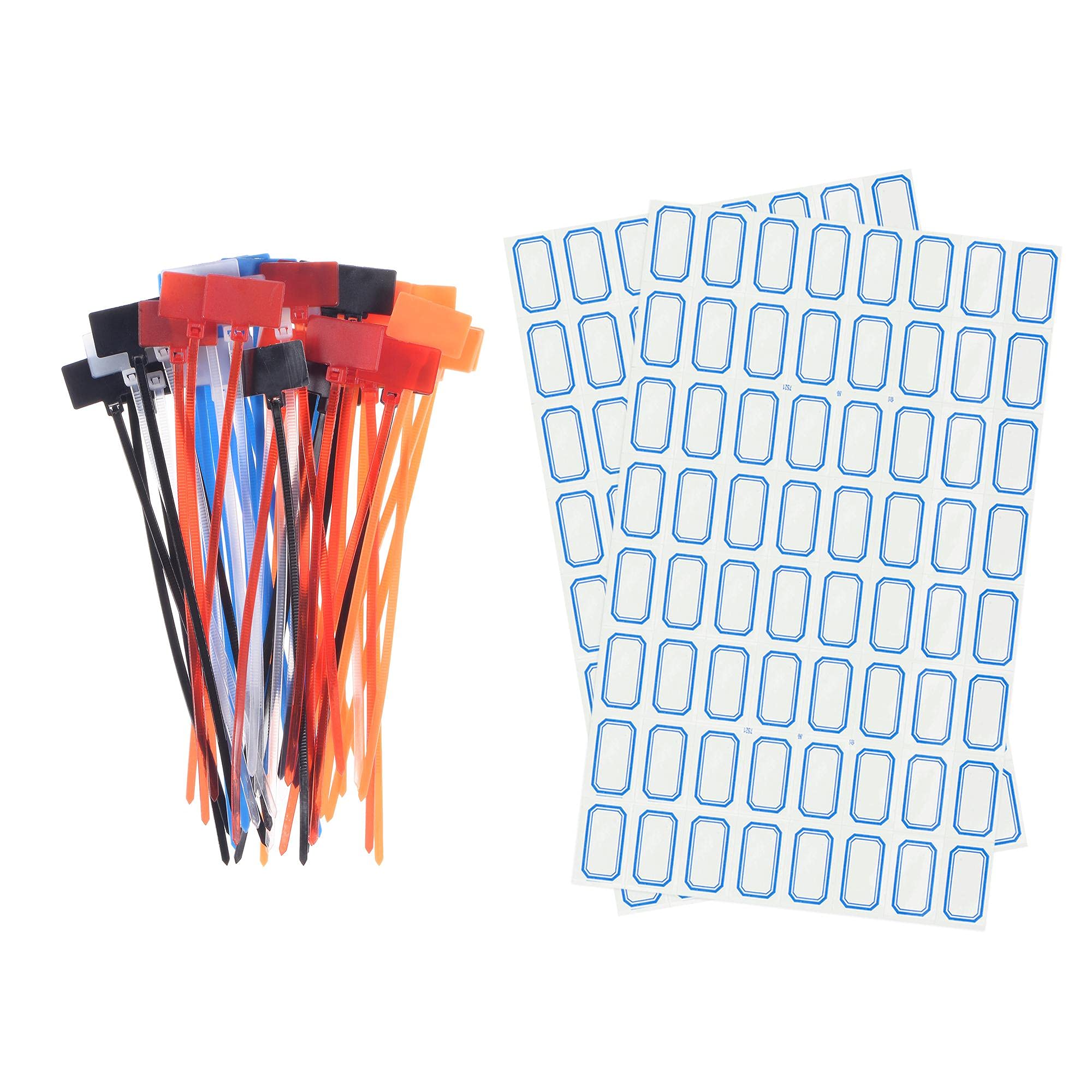 sourcing map 50pcs Nylon Cable Ties Tags Label Marker Self-Locking for Marking Organizing 5 Colors