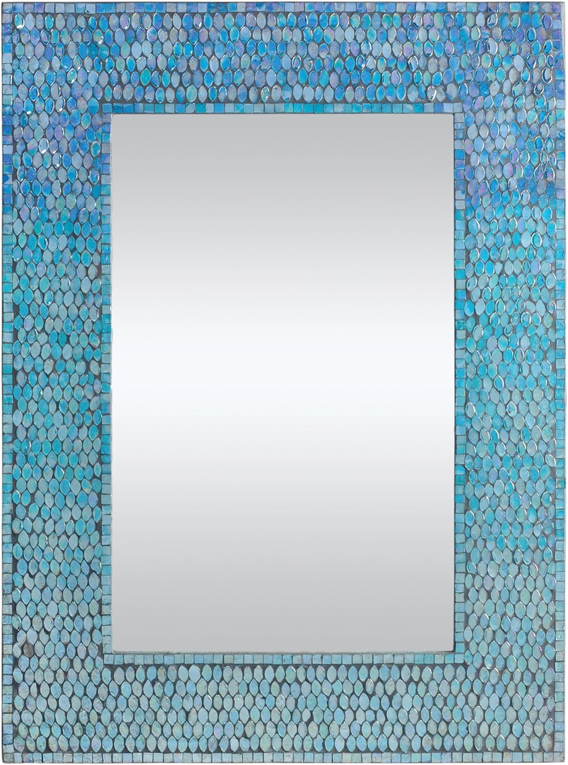NDD Catarina Rectangular Mosaic Glass Wall Mirror in Aqua by Notre Dame Design