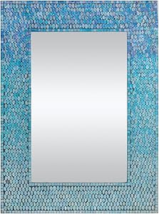 NDD Catarina Rectangular Mosaic Glass Wall Mirror in Aqua by Notre Dame Design