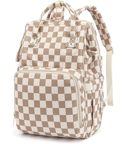 Amazon.com: MCWTH Checkered Diaper Bag Backpack Set for Baby Girls