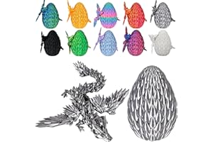 Memogizz 12inch Fly Dragon Egg, Year of The Dragon, 3D Printed Dragon, Executive Desk Toys, Articulated Dragon, Fidget Toys Gifts for Easter Christmas Graduates Students Teachers Adults (Grey)