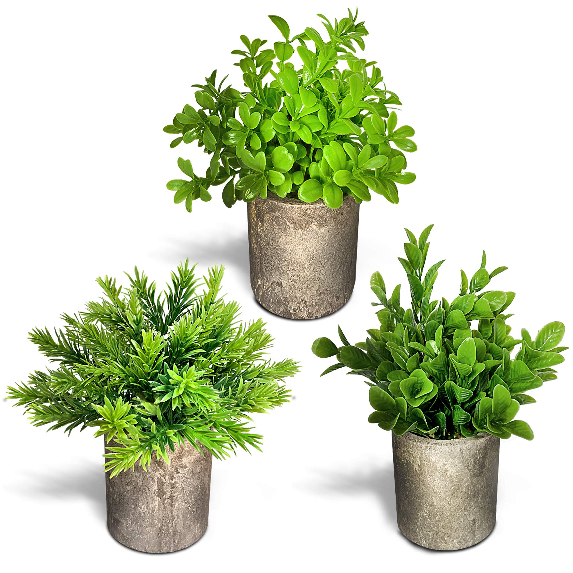 Small Faux Plants(Orange Jasmine, Rosemary and Peanut Leaves), Artificial Plants for Decor at Home and Office, Fake Plants, Realistic Plants Decor, Set of 3