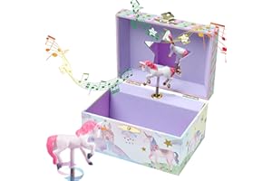 Jewelkeeper Musical Jewelry Box for Girls with Spinning Unicorn, Glitter Rainbow and Stars Design Music Box for Necklace, Earrings, and Accessories, Plays The Beautiful Dreamer Tune