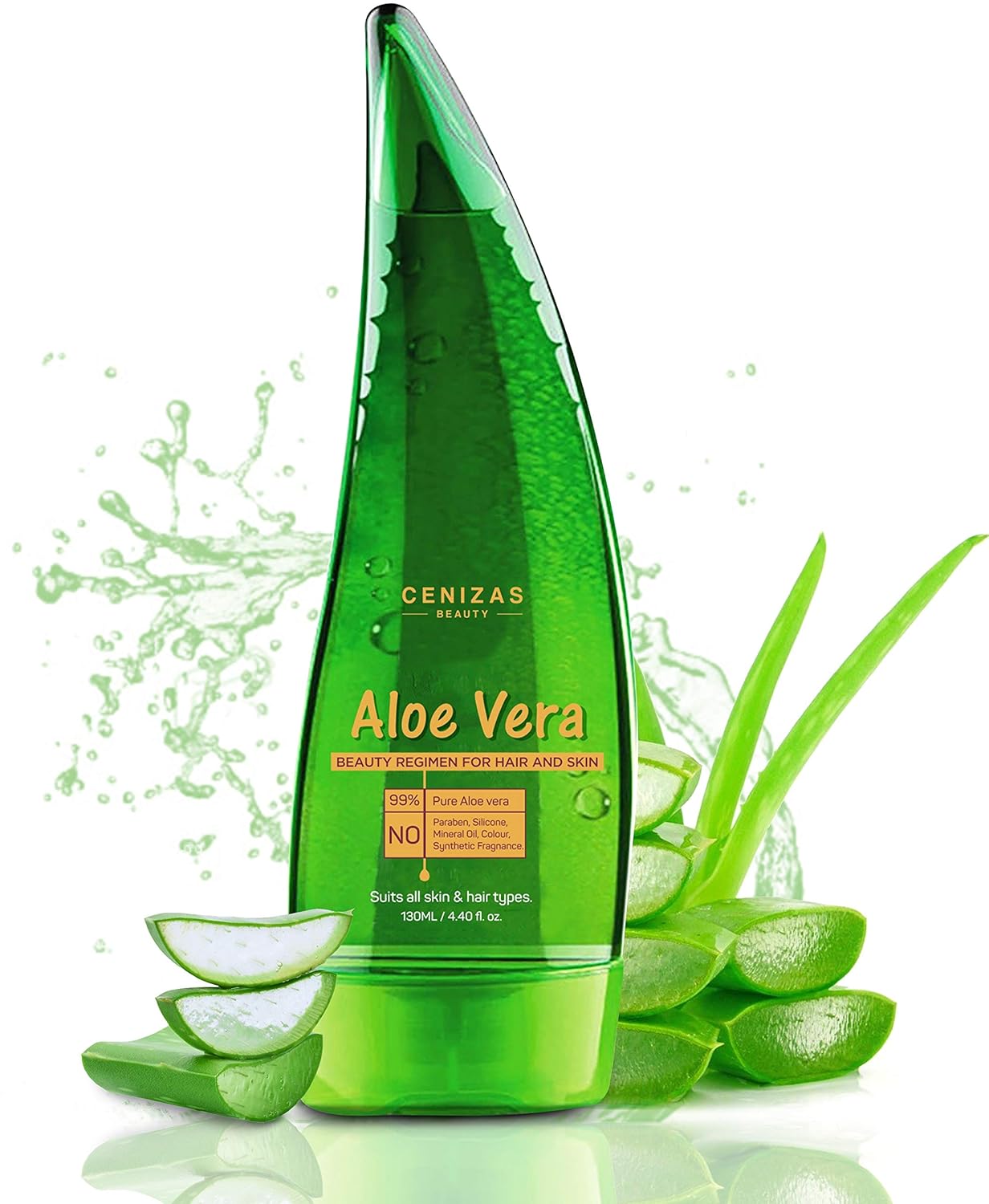 Cenizas 99% Pure Paraben Free Aloe Vera Gel for Face, Skin and Hair, 130 ml