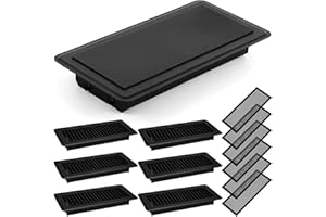 Therwen 12 Pcs Floor Vent Register with Magnetic Screen Cover Set Including 6 Pcs Walkable Steel Floor Register 6 Pcs Floor V