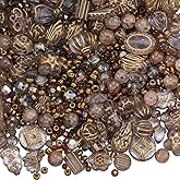 SUNNYCLUE 1 Box About 175g Assorted Glass Beads Bulk Grey Acrylic Beads Bulk Mixed Shape Crystal Plated Seed Round Loose Spacer for Jewelry Making Charms Necklaces Bracelet Supplies Adult Women