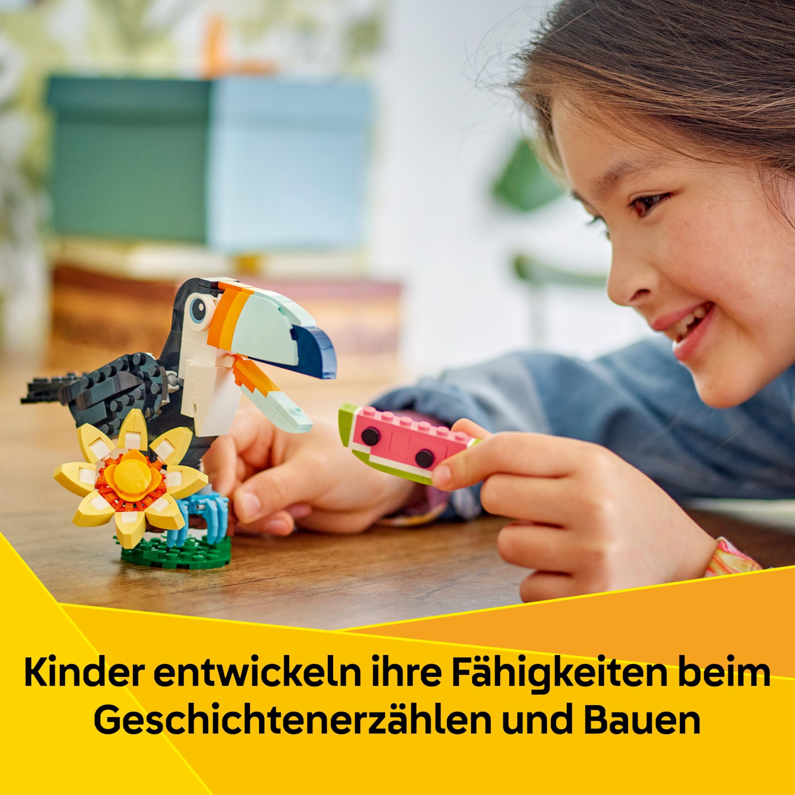 LEGO Creator Wilde Tiere: Tropischer Tukan - 3-in-1-Spiel Tier verwandelt Sich in Schmetterling Minifigur oder Fisch - Kreatives Spielzeug - Geschenk für Mädchen und Jungen ab 7 Jahren 31173 5