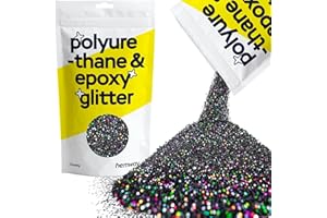 Hemway Polyurethane & Epoxy Resin Glitter 100g / 3.5oz Metallic Crystal Flake Additive for Flooring Jewelry Tumblers Glass Pigment - Chunky (1/40" 0.025" 0.6mm) - Black Holographic