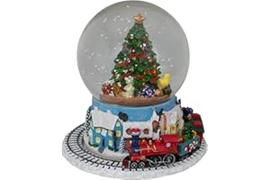Northlight 7" Christmas Tree Village Train Musical Snow Globe