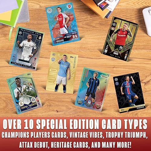 Topps Match Attax 2024-2025 Soccer Cards Starter Pack + Random Mega Tin + 100 Card Protectors, 71 Cards - 6 Exclusive Limited Edition Cards + Premium Mega Binder in Dubai - UAE | Whizz Packs Topps Match Attax 2024-2025 Soccer Cards Starter Pack + Random Mega Tin + 100 Card Protectors, 71 Cards - 6 Exclusive Limited Edition Cards + Premium Mega Binder in Dubai - UAE | Whizz Packs