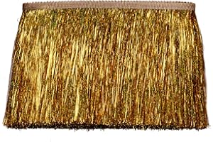 AMZTKDIY Tinsel Fringe Trim Tinsel Fringes 5 Yards 6Inch/8Inch for Clothing Accessories DIY Craft Latin Stage Dress Shiny Foil Effect Party Decor (Laser Gold, 6 Inch)