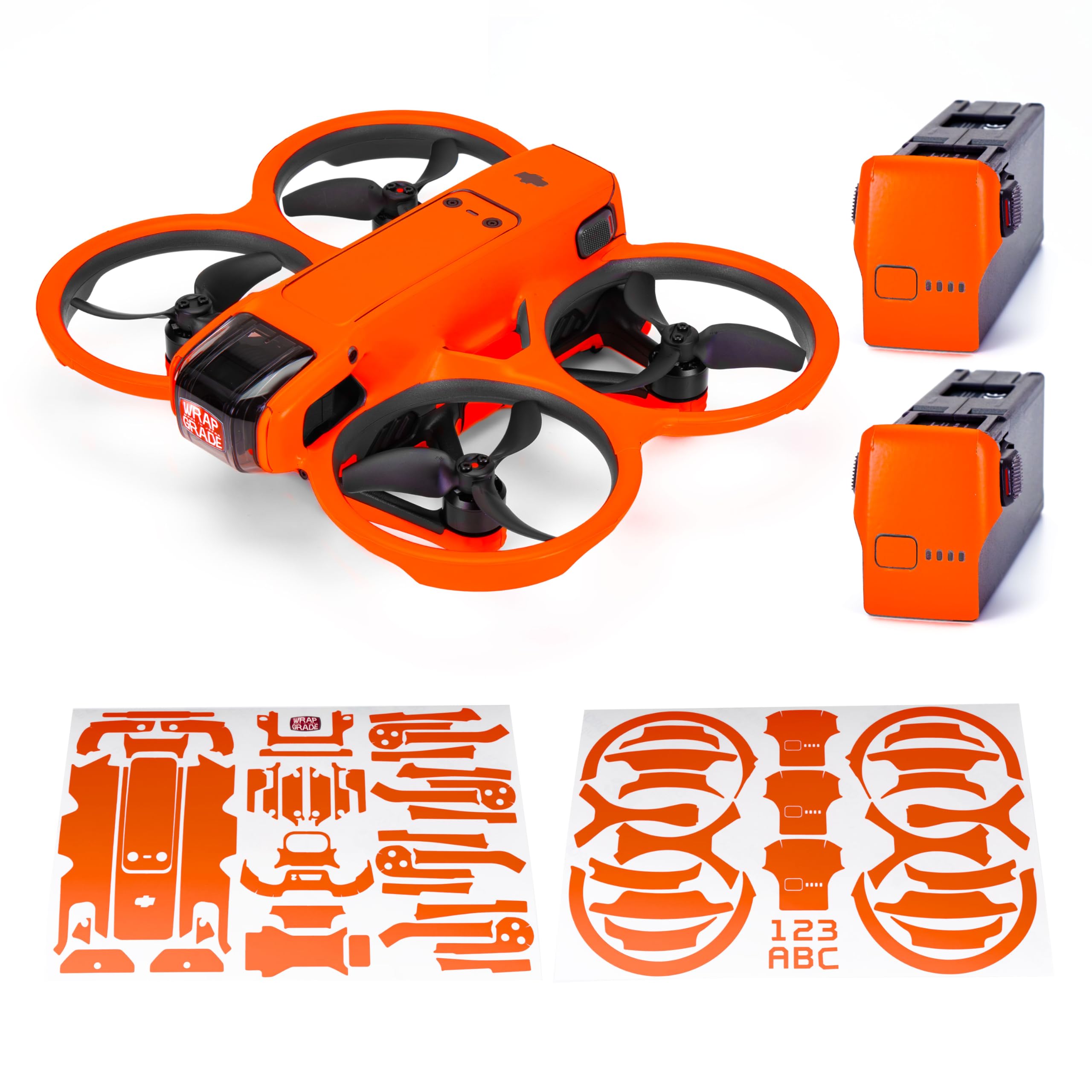 WRAPGRADE Skin Stickers Compatible with DJI Avata 2 (Neon Orange)