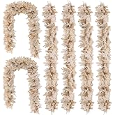6PCS Beige Fall Maple Leaves Garland, 5.6Ft Artificial Maple Leaf Autumn Garland Hanging Fall Vines Table Decorations Front Door Fall Decor Thanksgiving Decorations Decor Outside Indoor Decor