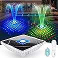 Solar Fountain with Light Show,Large Solar Pool Fountain with Anchor,Square Floating Pool Fountains for Inground Above Ground Pool,Solar Powered Water Fountains Pump for Pool,Light Blue-1PC