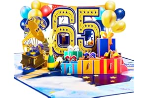 GREETING ART Happy 65th Birthday Pop Up Card,65th Birthday Party Decorations,65 Years Anniversary Card for Women and Men,65 Y