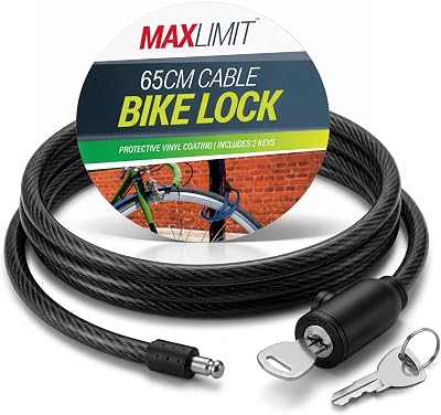 SOL 65cm Cable Bike Lock with Keys Black High-Security Chain for Bicycle