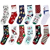 Gilbins 12 Pair, Holiday Christmas Socks, 12 Different Designs,Cheerful Messages For The Holidays, Women Size 9-11