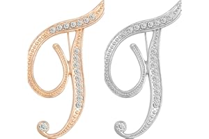 CINFAC 2PCS letter brooch pins for women fashion 26 letters A~Z Gold silver rhinestone men Women's alphabet initial brooches pin for clothing Christmas stockings bulk