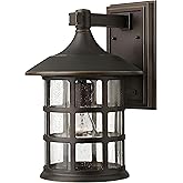 Hinkley Freeport 10" Wall Mount Outdoor Lantern, Aluminum, New England Design, Clear Seedy Glass, Oil Rubbed Bronze Finish
