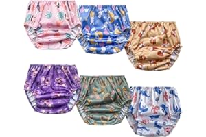 BISENKID 6 Packs Waterproof Plastic Underwear Covers for Potty Training Good Elastic Plastic Diaper Covers for Potty Training Pants and Cloth Diaper Girl 5t