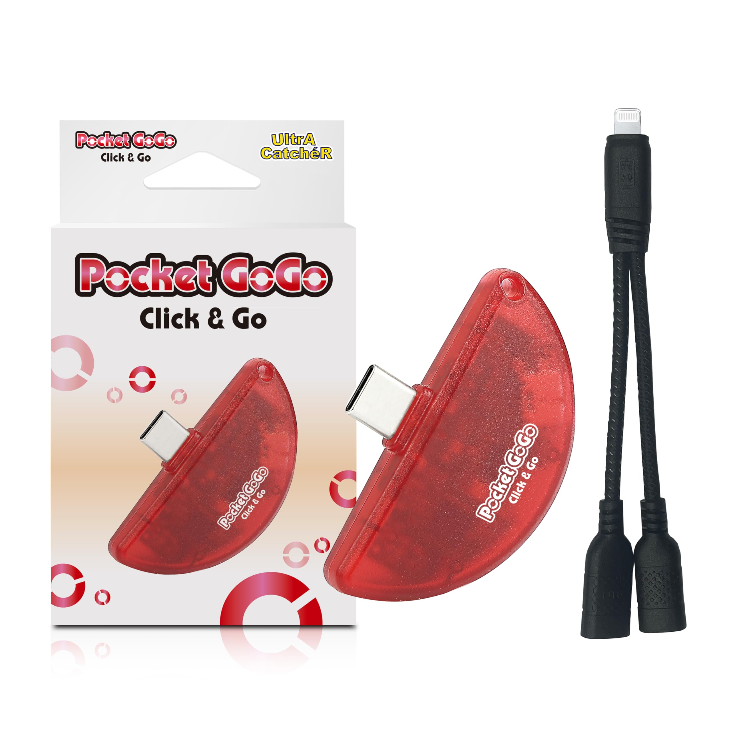 Pocket GoGo - Ultimate Pocket Monster Auto-Catcher | USB-C Plug-and-Play, No Charging, Catches Pocket Monster & Spins Stops (Red)