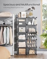 SONGMICS Interlocking Shoe Rack 10 Slots Plastic Cabinet with Doors view 6