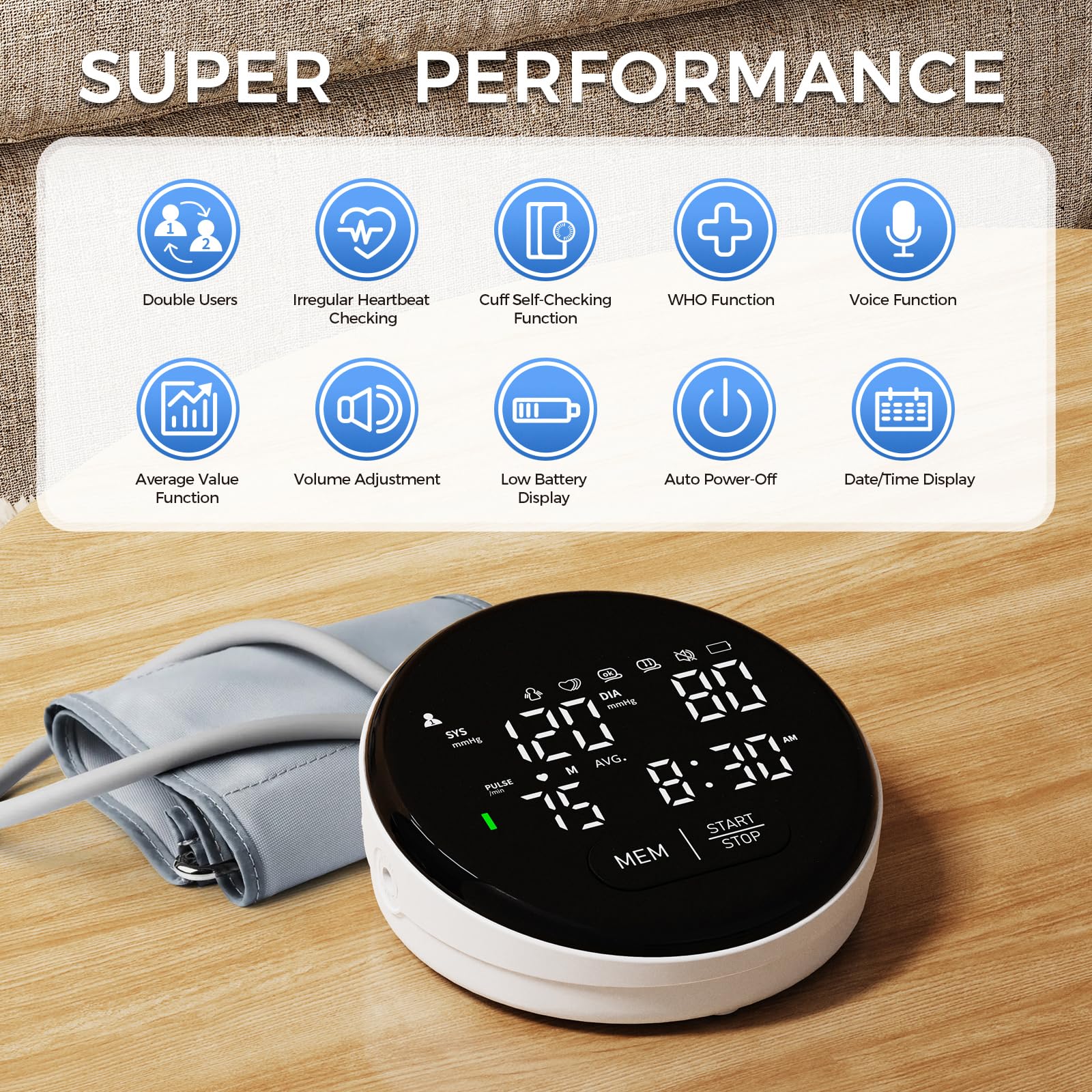 Blood Pressure Monitor Upper Arm Automatic Monitors for Home Use Adjustable 8.7