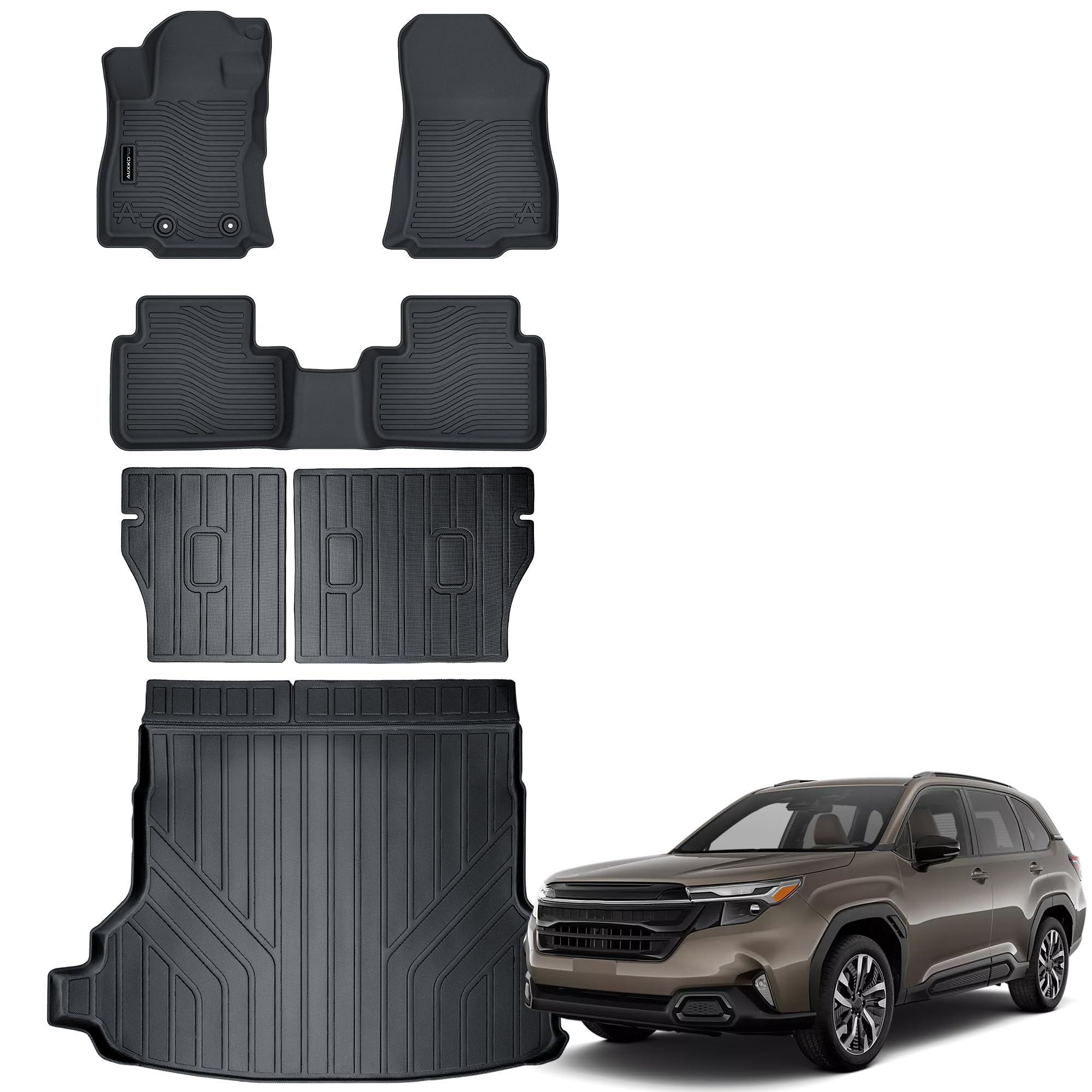 Photo 1 of Auxko All Weather Floor Mat & Cargo Mat with Back Seat Mat Fit for Subaru Forester 2025 (Not Hybrid) TPE Floor Liner Mat Accessories for Forester 2025 All Season Odorless Anti-Slip Car Mats Black