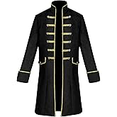 Mens Steampunk Vintage Tailcoat Goth Jacket Formal Retro Renaissance Victorian Frock Coat Uniform Medieval Halloween Costume