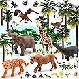 QuarenDen 49Pcs Rainforest Animals Figures, Model Scenery Kit, Jungle Animals Figures, Model Trees for Pinata Fillers, Boys G