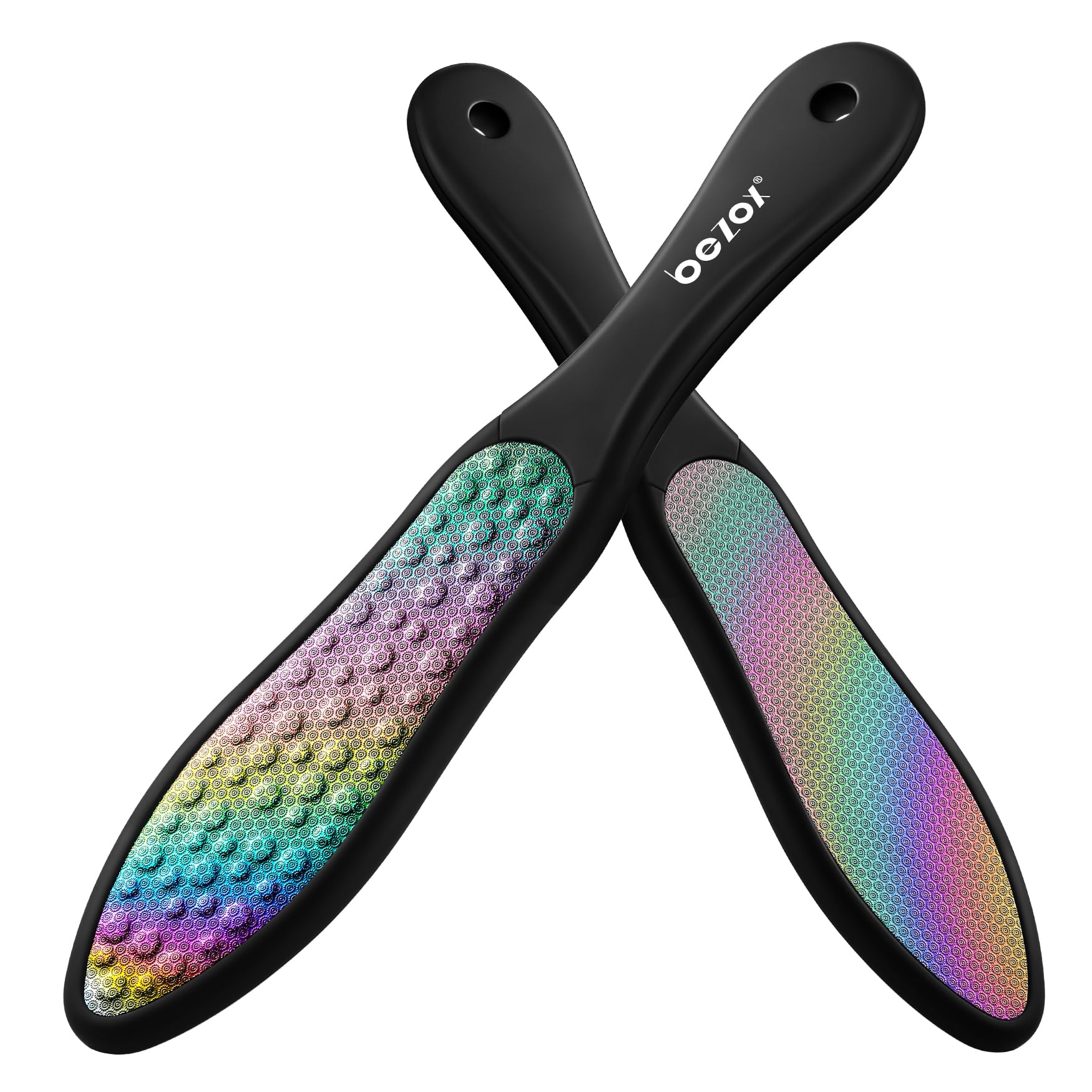 BEZOX Premium Foot File, Double Side Pedicure Rasp, Dead Hard Cracked Skin Calluses Remover, Portable Foot Care Tool, Heavy Duty Stainless Steel (Rainbow)