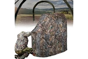 FUNHORUN Hunting Chair Blind, 1/2 Man One-Way See Through Ground Blind, Portable 1/2 Person Camouflage Chair Tent with Carrying Bag