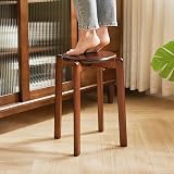 YMYNY 4pcs Solid Stackable Wood Round Stool, 27x27x45CM Brown view 7