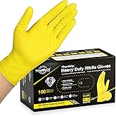 TitanFlex Heavy Duty Industrial Nitrile Gloves with Raised Diamond Texture, 6-mil, Latex Free (Dark Green/Yellow)