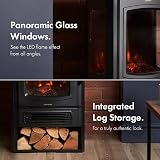 VonHaus Panoramic Stove Heater with Log Storage 2000W Electric Fireplace view 4