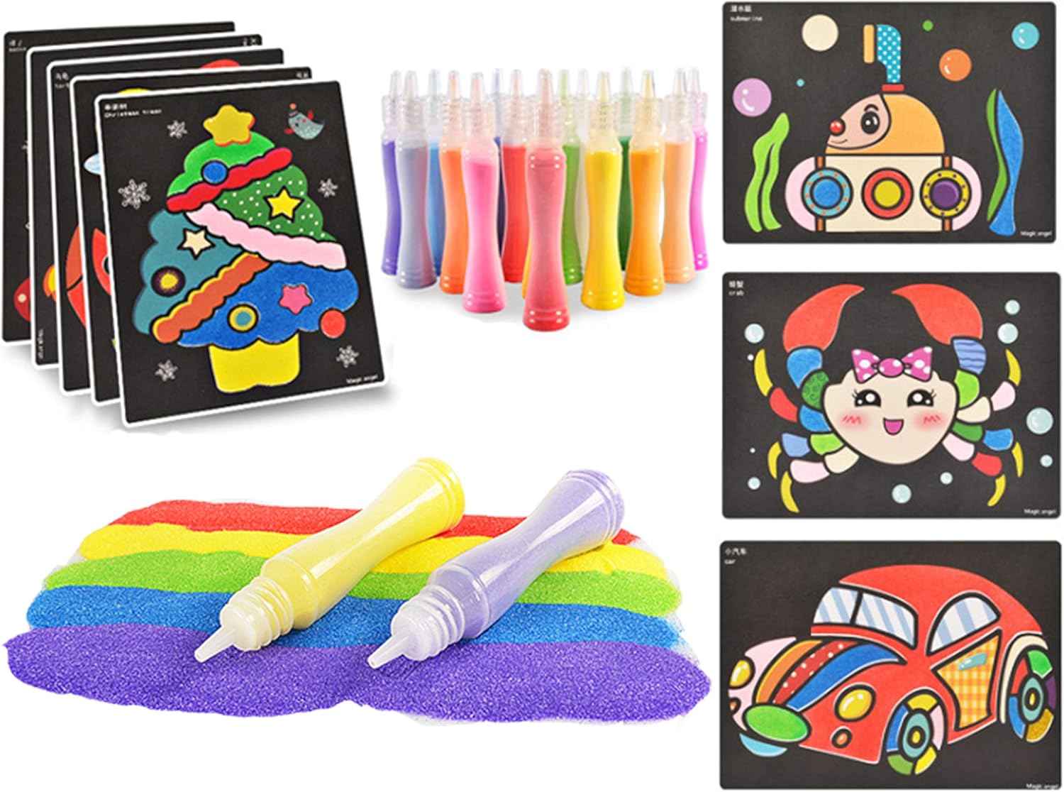 Yesier 18 Colored Sand Art Kit Scenic Sand with 26 Sheets