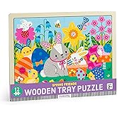 Mudpuppy - Spring Friends 12 Piece Wooden Tray Puzzle for Kids | Ages 2+, Includes Tray, Adorable Animal Artwork, Great For Preschool, Family Fun, Screen-Free Play, FSC Certified