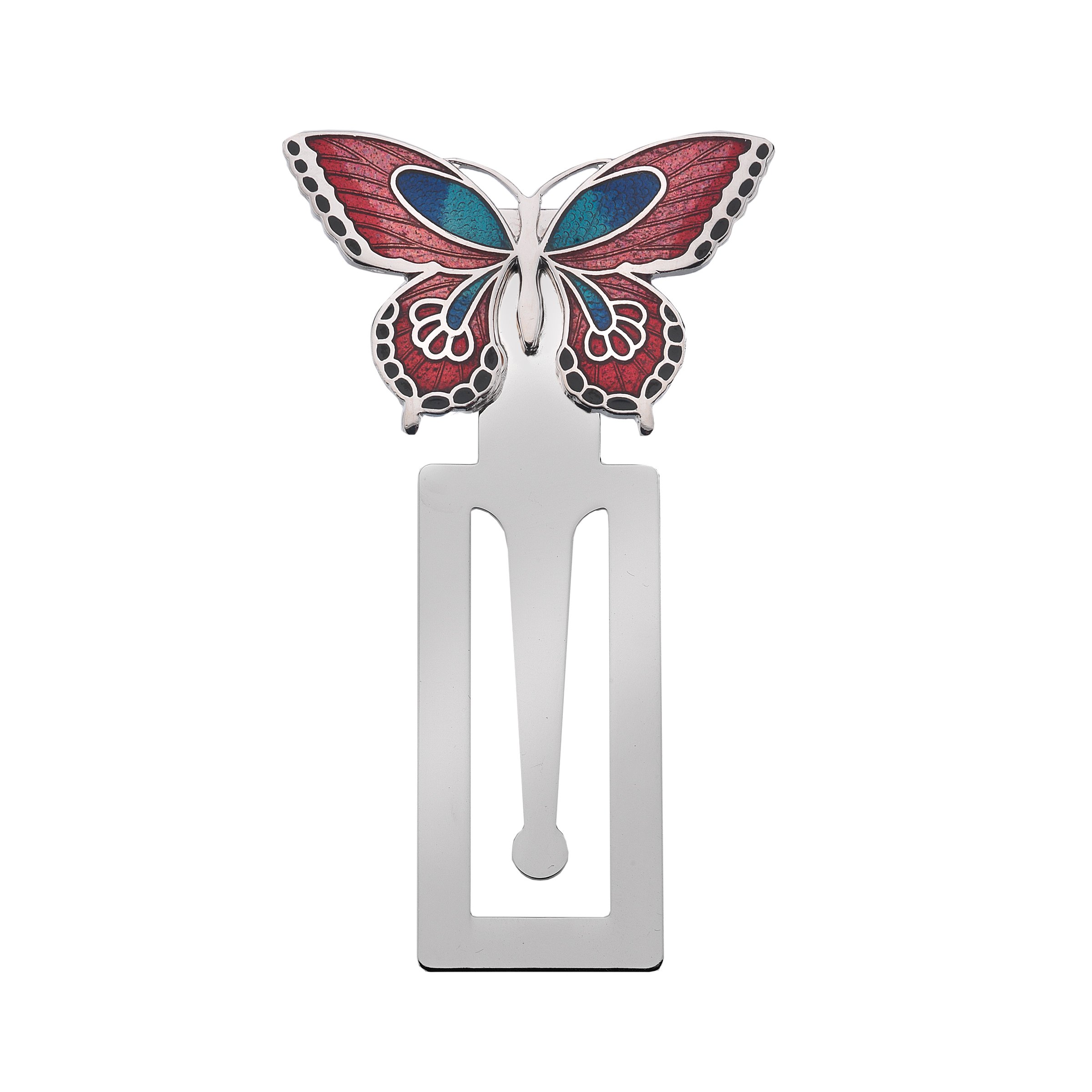 Sea Gems Silver Plate Enamelled Butterfly Design Bookmark (Red)