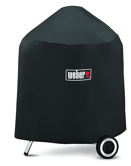 Weber Charcoal Grill Cover Fits: 22 in (57 cm) Size: Width 25.8 in (65.5 cm) Height 35 in (88.9 cm) - 100% durable polyester fabric - Integrated storage pouch is hidden inside cover