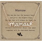 AHAETH Mamaw Gifts Necklace from Grandkids for Birthday Women Best Mothers Day Jewelry Mamaw Necklace