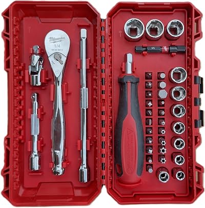 Milwaukee 1/4 Inch Ratchet Socket and Bit Set 38 Pieces