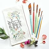 Travel Watercolor Brushes for Artists + Pouch- Set of 6 Watercolor Paint Brushes for Beginners & Pros-Water Color Brushes-Ass