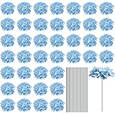 MECCANIXITY Silk Artificial Hydrangea Flowers, Light Blue Artificial Flowers Heads with Stems, Full Hydrangea Flowers for Wedding Centerpieces, Party Decoration 30 Set