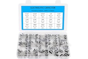 PETUTU 200PCS Electrolytic Capacitor Kit – 15 Value Capacitor Assortment from 0.1uF to 1000uF (10V~50V) and ±20% Tolerance– Aluminum Electrolytic Capacitors Set for DIY Electronics and Repair