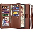 NJJEX for Galaxy Note 8 Case, for Note 8 Wallet Case, PU Leather [9 Card Slots] ID Credit Folio Flip Cover [Detachable] [Kickstand] Magnetic Phone Case & Wrist Strap for Samsung Note 8 [Brown]