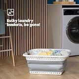LIVIVO 58L Collapsible Laundry Basket with Handles Grey view 3